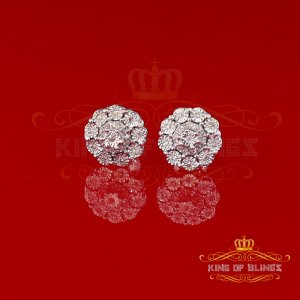 King 19474W-A29KOB 0.15ct Carat Diamond Stud Earrings For Women Sterli