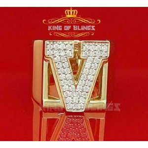 King 15159YV-A39KOB 10k Yellow Gold Finish Alphabets Silver Rings With