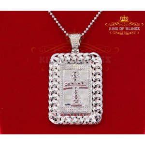 King 14195W-A129KOB 10k White Gold Finish With Real Diamond Faith Silv