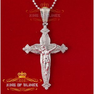 King 12810W-A129KOB 10k White Gold Finish With Real Diamond Faith Silv