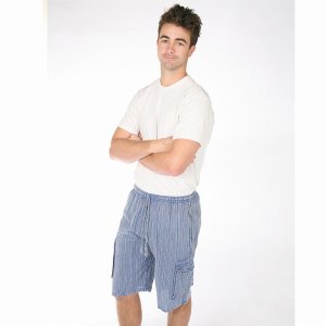 Jayli AJS19-72MshortsAJS19-72-blu-XL Steve Shorts Cotton Stonewashed N