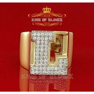 King 15159YL-A39KOB 10k Yellow Gold Finish Alphabets Silver Rings With