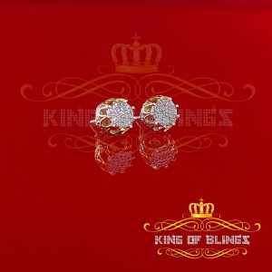 King 19756Y-A35KOB Carat Diamond Stud Earrings For Women Yellow Sterli