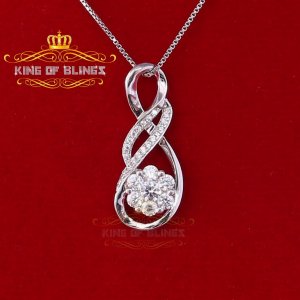 King 14752W-A10KOB 10k White Gold Finish Silver Pendant With Lab Creat