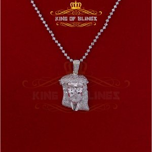 King 15038W-A79KOB 10k White Gold Finish With Real Diamond Faith Silve