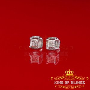 King 19205W-A21KOB Diamond Stud Earrings For Women Sterling Silver Stu