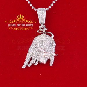 King 16324W-A44KOB 10k White Gold Finish Silver Pendant With Lab Creat