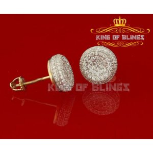 King 9663Y-A19KOB Aretes Para Hombre 925 Yellow Silver Iced Out Cz Rou