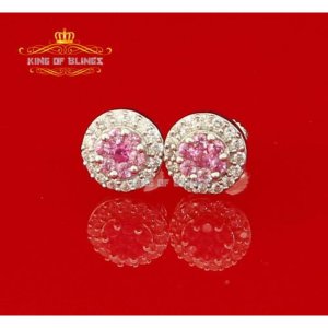 King 12502W-A12KOB 10k White Gold Finish, Lab Created Pink Diamond Sil