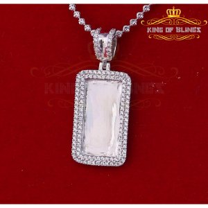 King 18766W-A34KOB 10k White Gold Finish Silver Picture Pendant With D