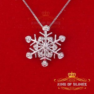 King 13470W-A9KOB 10k White Gold Finish Real Diamond Silver Pendant (p