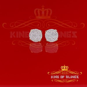 King 12419Y-A22KOB Aretes Para Hombre 925 Yellow Silver Iced Out Cz Ro