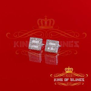 King 19879W-A49KOB Aretes Para Hombre 925 Sterling Silver Carat Round 