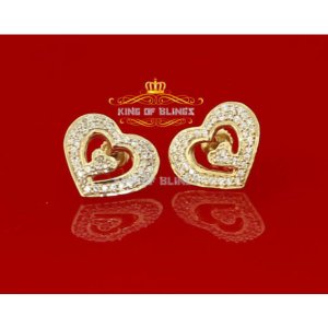 King 10845Y-A14KOB Silver Earring 10k Yellow Gold Finish With Lab Crea