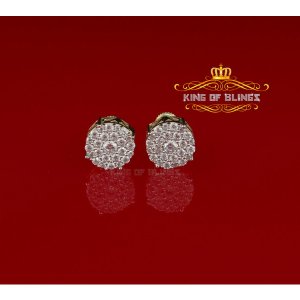 King 19094Y-A17KOB Aretes Para Hombre 925 Yellow Silver Iced Out Cz Ro