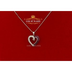 King 14655W-A25KOB 10k White Gold Finish Heart With Red And White Cz L