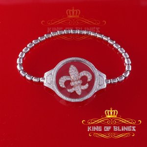 King 14001W-A129KOB 10k White Gold Finish Floating Bracelet Lab Diamon