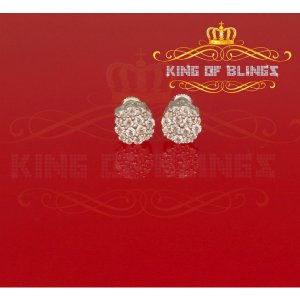 King 19097W-A12KOB Aretes Para Hombre 925 White Silver Iced Out Cz Rou