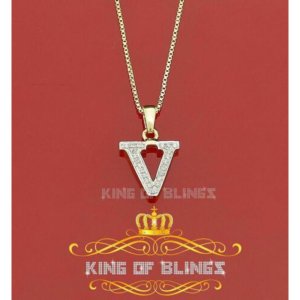 King 15422YV-A9KOB 10k Yellow Gold Finish Alphabet With Lab Created Di