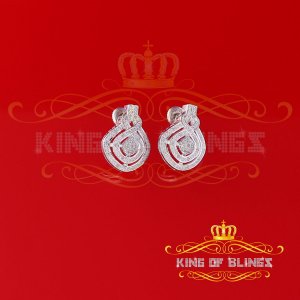 King 10312W-A49KOB Small Diamond Stud Earrings For Women In 925 Sterli