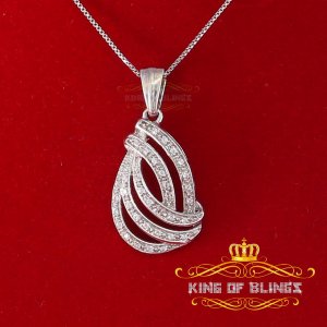 King 12158W-A14KOB 10k White Gold Finish Silver Pendant With Lab Creat