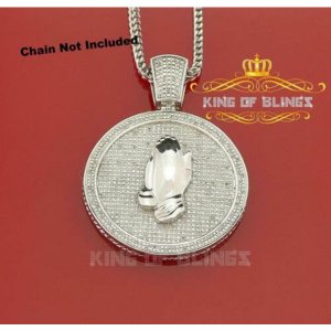 King 13543W-A139KOB 10k White Gold Finish Real Diamond Faith Silver Pe