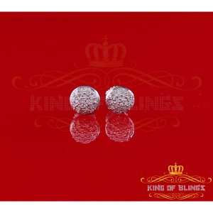 King 18189W-A39KOB Aretes Para Hombre 925 Sterling Silver Carat Round 