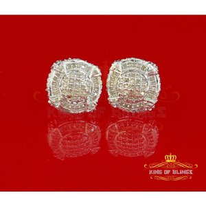 King 12668W-A49KOB Aretes Para Hombre 925 Sterling Silver Carat Round 