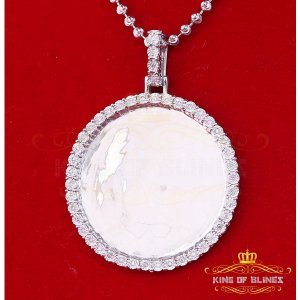 King 19252W-A259KOB 10k White Gold Finish Silver Picture Pendant With 