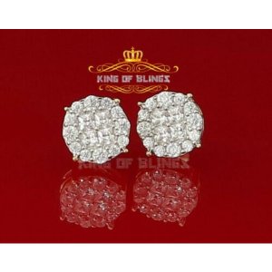 King 10212Y-A12KOB Aretes Para Hombre 925 Yellow Silver Iced Out Cz Ro