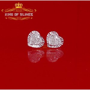 King 12866W-A19KOB Micro Pave Earrings For Women Real Diamonds Ct Silv