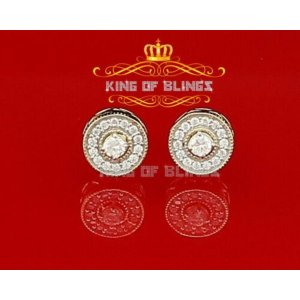 King 10209Y-A9KOB Aretes Para Hombre 925 Yellow Silver Iced Out Cz Rou