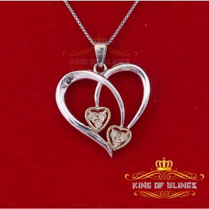 King 10277W-A19KOB 10k White Gold Finish Real Diamond Silver Pendant (