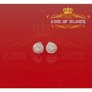 King 19101W-A10KOB Aretes Para Hombre 925 White Silver Iced Out Cz Rou