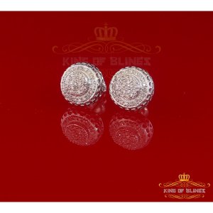 King 19477W-A35KOB Aretes Para Hombre 925 Sterling Silver Carat Round 