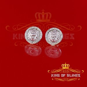 King 19733W-A44KOB Aretes Para Hombre 925 Sterling Silver Carat Round 