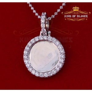 King 18792W-A39KOB 10k White Gold Finish Silver Picture Pendant With D