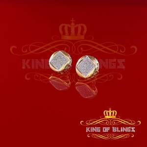 King 19740Y-A39KOB Aretes Para Hombre 925 Sterling Silver Carat Round 