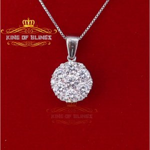 King 15857W-A11KOB 10k White Gold Finish Silver Pendant With Lab Creat