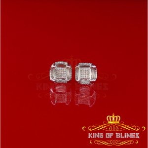 King 19461W-A39KOB 0.15ct Carat Diamond Stud Earrings For Women Sterli