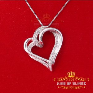 King 11024W-A29KOB 10k White Gold Finish Real Diamond Silver Pendant (