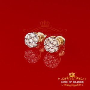 King 17130Y-A179KOB 10k Real Yellow Gold With Ct Real Diamond Stud Ear