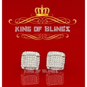 King 12564W-A15KOB Silver Earring 10k White Gold Finish Silver Women's