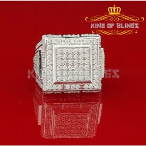 King 15463W-A49KOB 10k White Gold Finish Men's Silver Cz Adjustable Ri