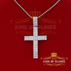 King 19979W-A75KOB 10k White Gold Finish With Real Diamond Faith Silve