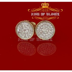 King 9667Y-A19KOB Aretes Para Hombre 925 Yellow Silver Iced Out Cz Rou