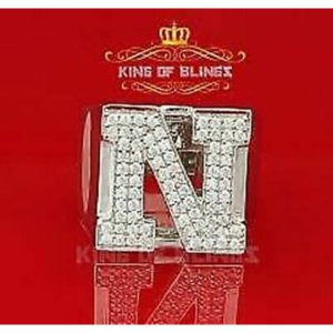 King 15159WN-A39KOB 10k White Gold Finish Alphabets Silver Rings With 