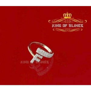 King 14939YF-A9KOB 10k Yellow Gold Finish Alphabets Silver Rings With 