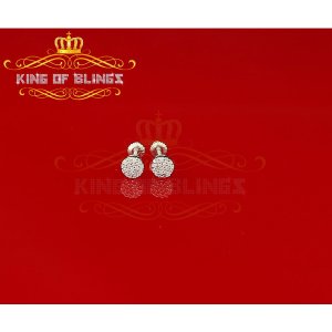 King 9672W-A9KOB 10k White Gold Finish Silver Stud Men'sladies Earring