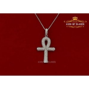 King 14092W-A79KOB 10k White Gold Finish With Real Diamond Faith Silve